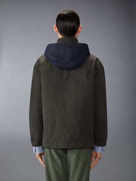 WAXED TECH HOODED ANORAK JACKET GREEN