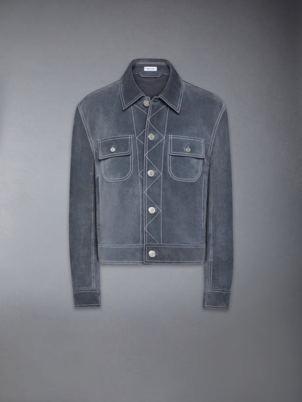 CONTRAST STITCH SUEDE UTILITY JACKET - featured image