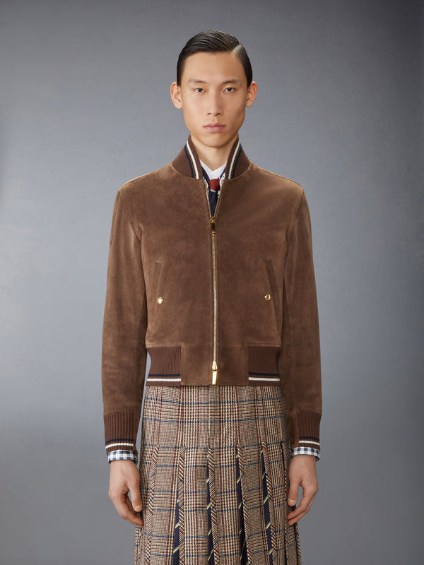 SUEDE KNIT RIB BLOUSON JACKET - image 1