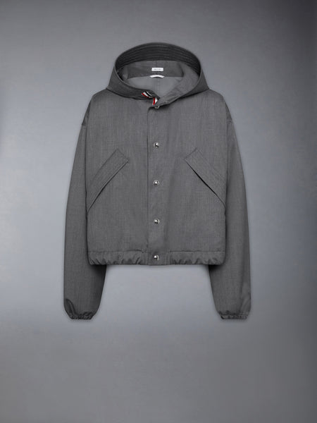 TECH WOOL TWILL 2-LAYER CROPPED PARKA MED GREY