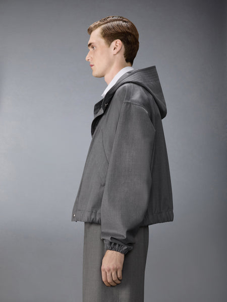 TECH WOOL TWILL 2-LAYER CROPPED PARKA MED GREY