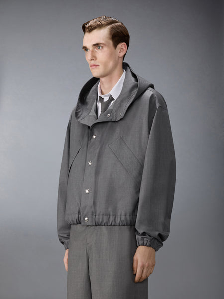 TECH WOOL TWILL 2-LAYER CROPPED PARKA MED GREY