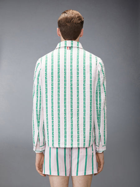 REPP STRIPE GROSGRAIN TWEED UTILITY JACKET LT PINK