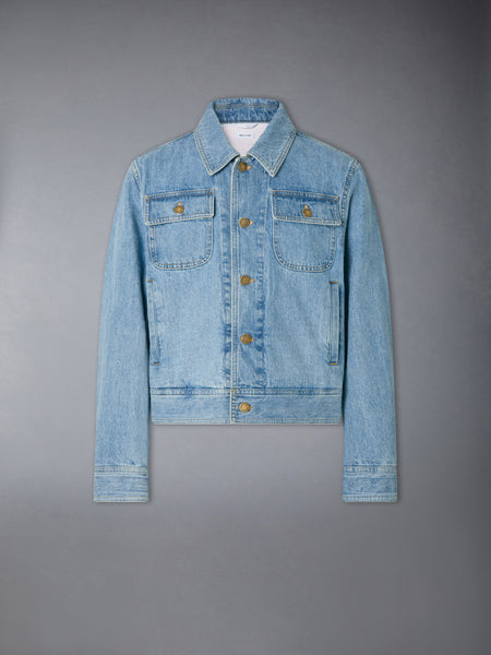 SELVEDGE DENIM BACKSTRAP UTILITY JACKET LIGHT BLUE