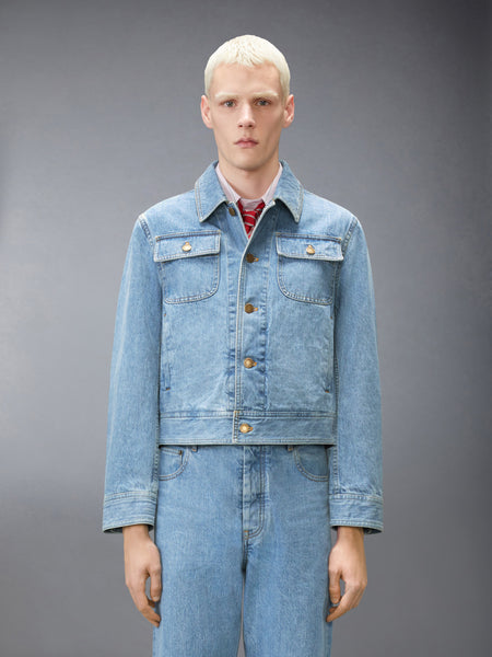SELVEDGE DENIM BACKSTRAP UTILITY JACKET LIGHT BLUE