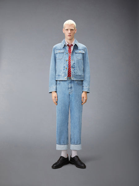SELVEDGE DENIM BACKSTRAP UTILITY JACKET LIGHT BLUE