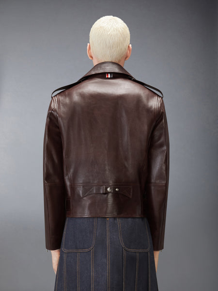 LEATHER MOTO JACKET DARK BROWN