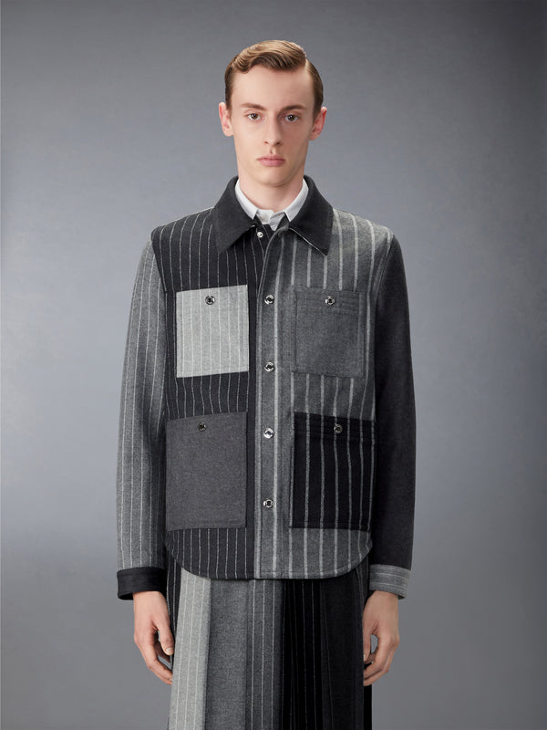 FLANNEL FUNMIX BANKER STRIPE JACKET - image 1