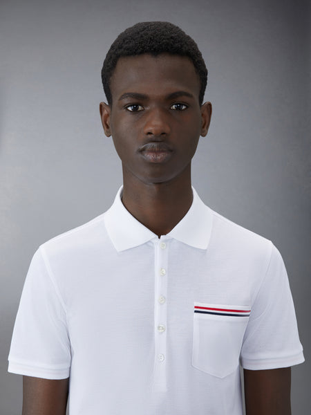 PIQUE POCKET POLO WHITE