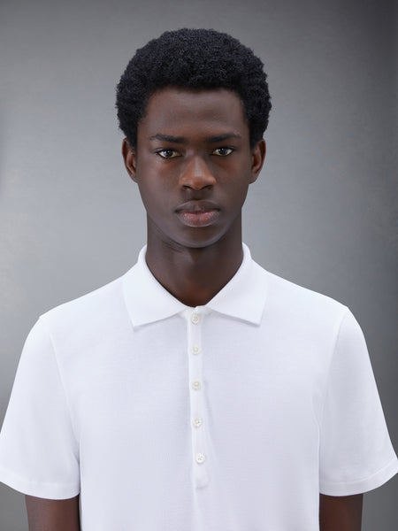 PIQUE RWB STRIPE RELAXED POLO WHITE
