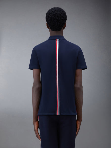 PIQUE RWB STRIPE RELAXED POLO NAVY