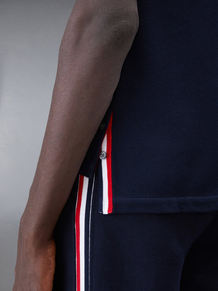 PIQUE RWB STRIPE RELAXED POLO NAVY
