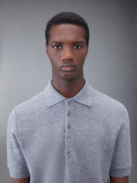 CASHMERE PIQUE 2003 RIB CUFF POLO LT GREY