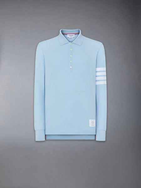 COTTON PIQUE 4-BAR LONG SLEEVE POLO LIGHT BLUE