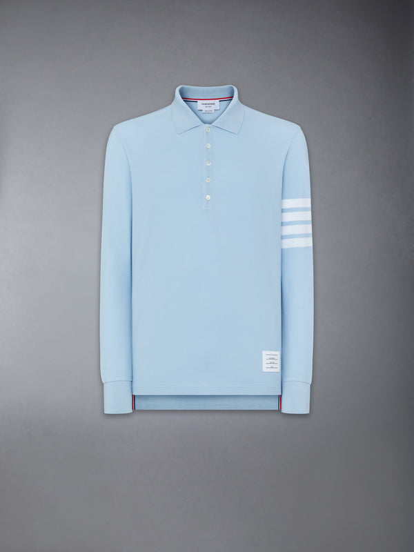 COTTON PIQUE 4-BAR LONG SLEEVE POLO - featured image