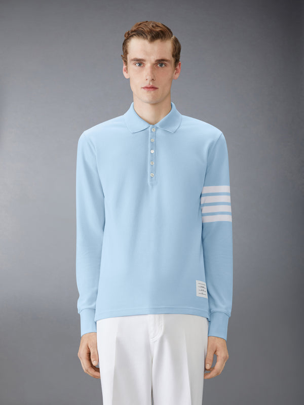 COTTON PIQUE 4-BAR LONG SLEEVE POLO - image 1