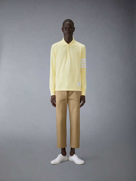 コットンピケ 4-BAR ポロ 黄色