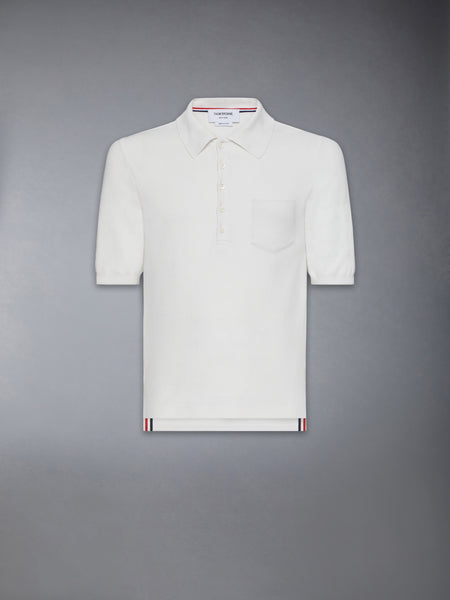 SILK PIQUE POCKET POLO WHITE