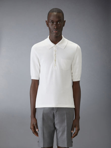 SILK PIQUE POCKET POLO WHITE