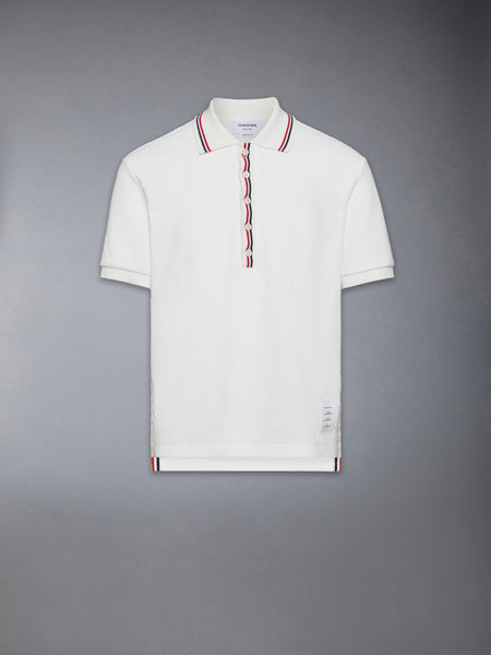 COTTON WAFFLE RIB CUFF POLO NATURAL WHITE