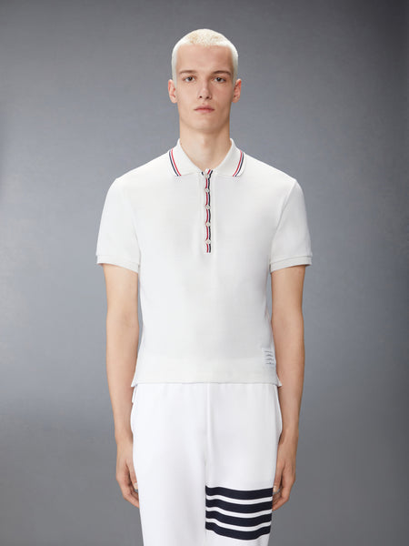 COTTON WAFFLE RIB CUFF POLO NATURAL WHITE