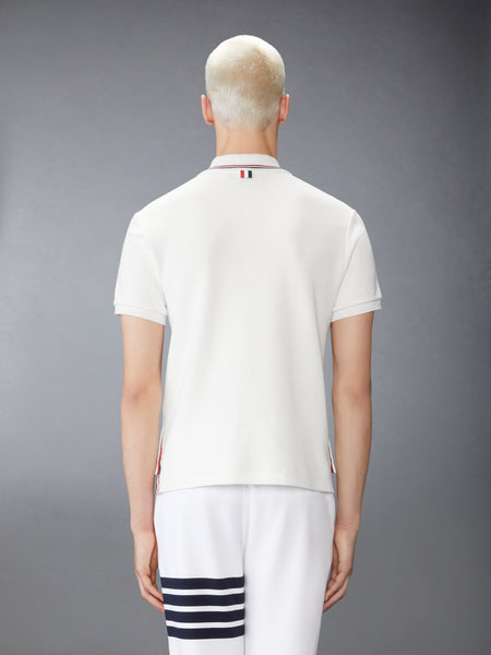 COTTON WAFFLE RIB CUFF POLO NATURAL WHITE