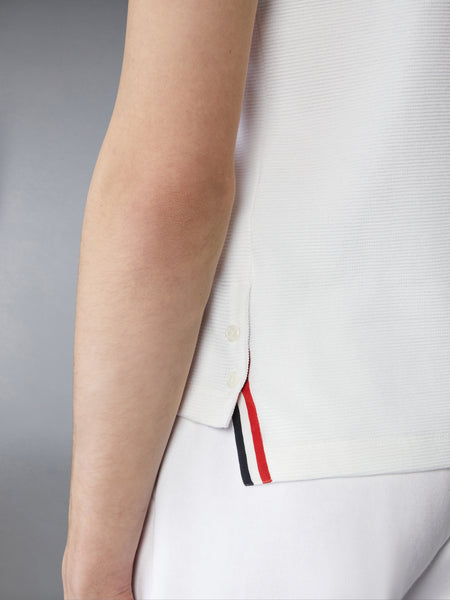 COTTON WAFFLE RIB CUFF POLO NATURAL WHITE
