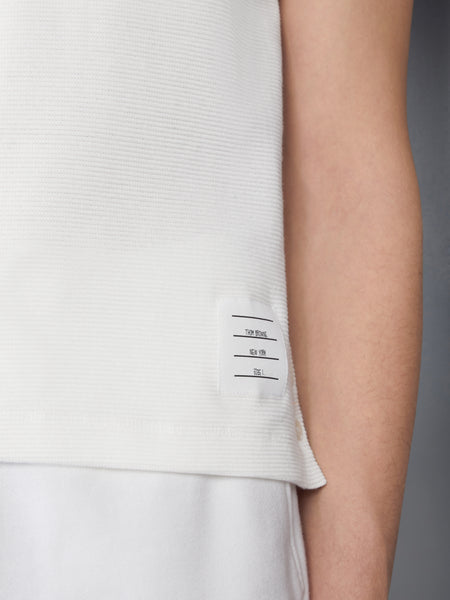 COTTON WAFFLE RIB CUFF POLO NATURAL WHITE