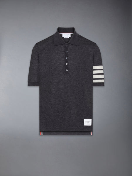 WOOL JERSEY 4-BAR POLO CHARCOAL