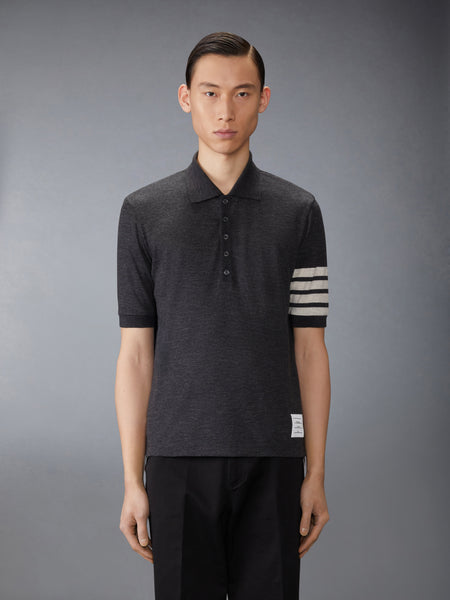 WOOL JERSEY 4-BAR POLO CHARCOAL