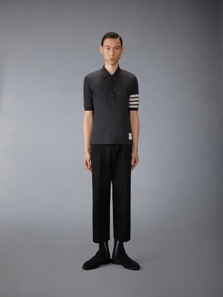 WOOL JERSEY 4-BAR POLO CHARCOAL