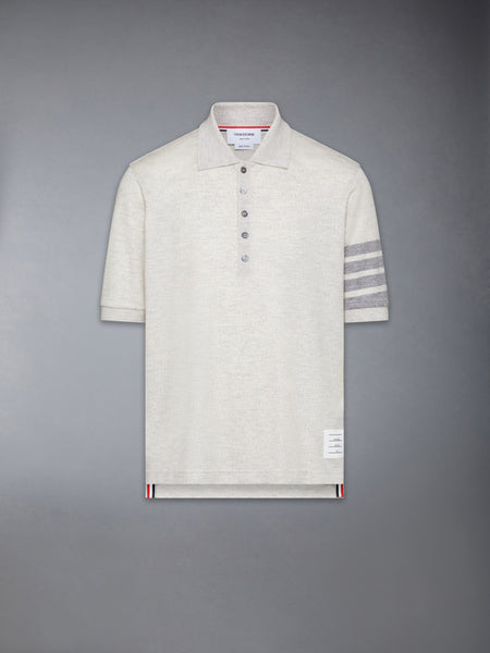 WOOL JERSEY 4-BAR POLO PALE GREY
