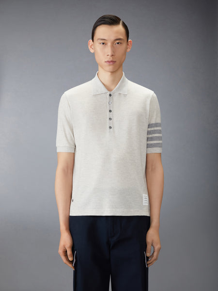 WOOL JERSEY 4-BAR POLO PALE GREY