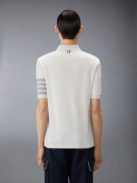 WOOL JERSEY 4-BAR POLO PALE GREY