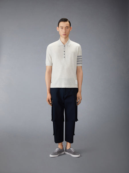 WOOL JERSEY 4-BAR POLO PALE GREY