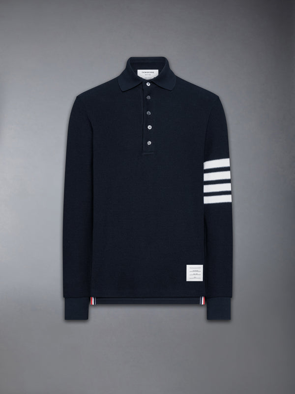TEXTURED PIQUE 4-BAR LONG SLEEVE POLO - featured image