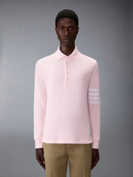 TEXTURED PIQUE 4-BAR LONG SLEEVE POLO LT PINK