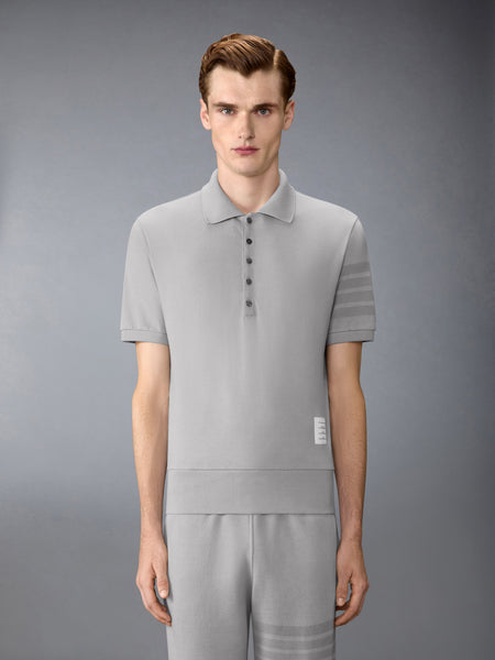 GARMENT OVERDYED JERSEY 4-BAR POLO LT GREY