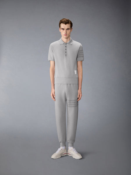 GARMENT OVERDYED JERSEY 4-BAR POLO LT GREY