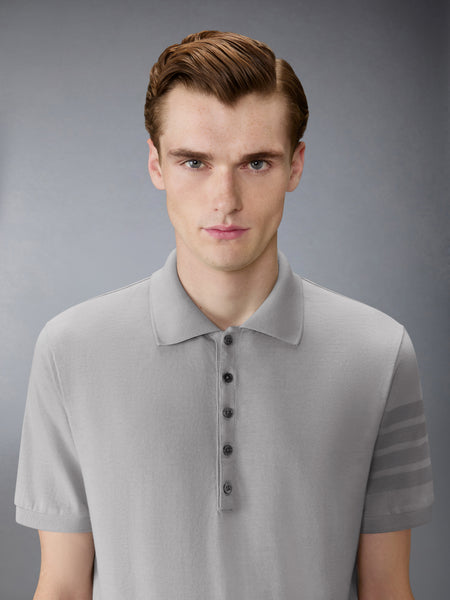GARMENT OVERDYED JERSEY 4-BAR POLO LT GREY