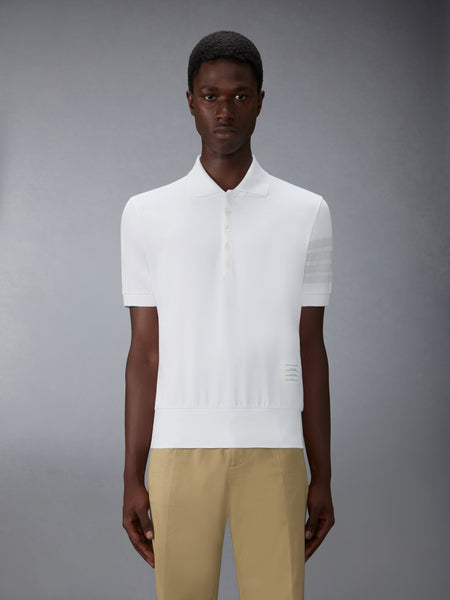 GARMENT OVERDYED JERSEY 4-BAR POLO WHITE