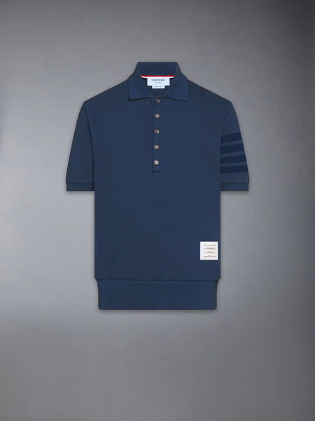 GARMENT OVERDYED JERSEY 4-BAR POLO NAVY
