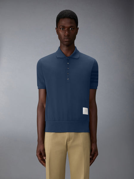 GARMENT OVERDYED JERSEY 4-BAR POLO NAVY