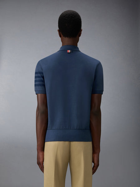 GARMENT OVERDYED JERSEY 4-BAR POLO NAVY