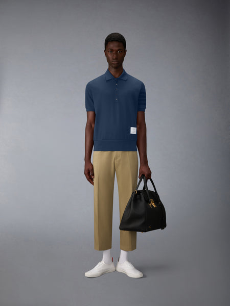 GARMENT OVERDYED JERSEY 4-BAR POLO NAVY