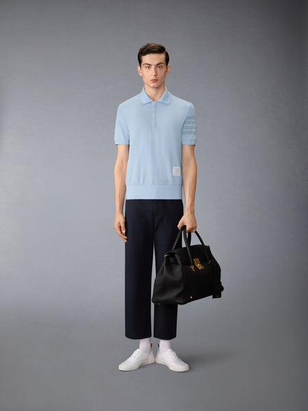 GARMENT OVERDYED JERSEY 4-BAR POLO LIGHT BLUE