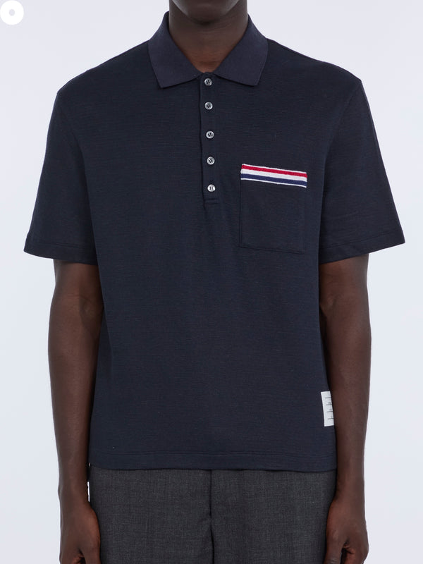 TEXTURED COTTON LINEN RWB EMBROIDERY POLO - image 7