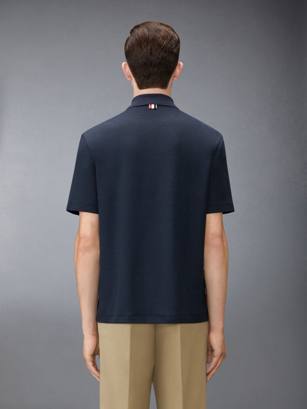 TEXTURED COTTON LINEN RWB EMBROIDERY POLO - image 2