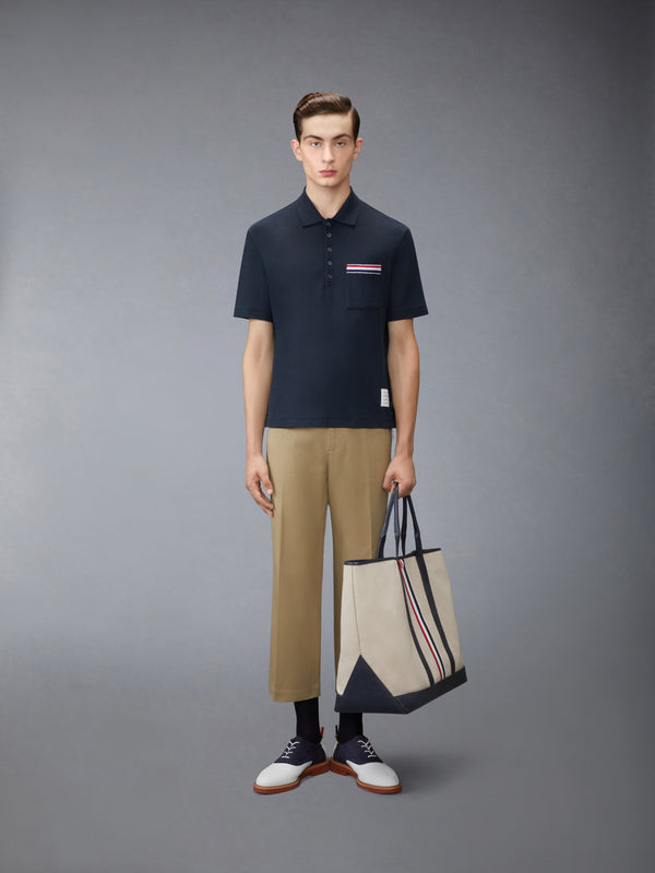 TEXTURED COTTON LINEN RWB EMBROIDERY POLO - image 3