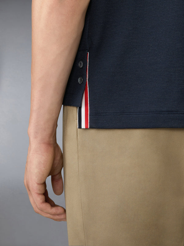 TEXTURED COTTON LINEN RWB EMBROIDERY POLO - image 4
